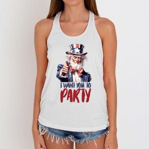 Uncle Sam I Want You To Party Women's Knotted Racerback Tank