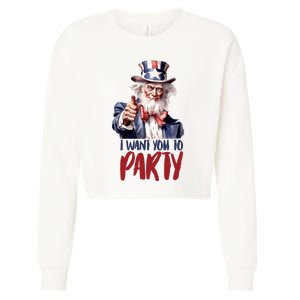 Uncle Sam I Want You To Party Cropped Pullover Crew