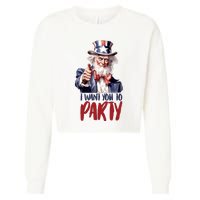 Uncle Sam I Want You To Party Cropped Pullover Crew