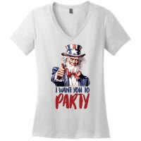 Uncle Sam I Want You To Party Women's V-Neck T-Shirt