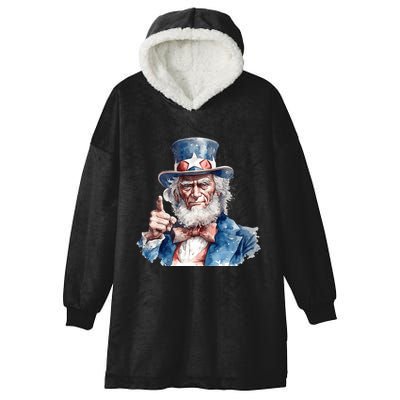 Uncle Sam I Want You Independence Day Hooded Wearable Blanket