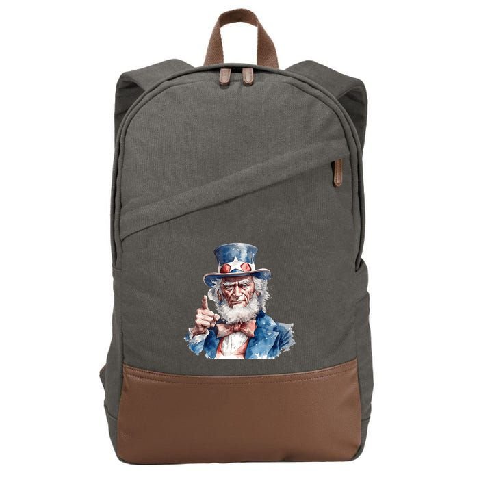 Uncle Sam I Want You Independence Day Cotton Canvas Backpack