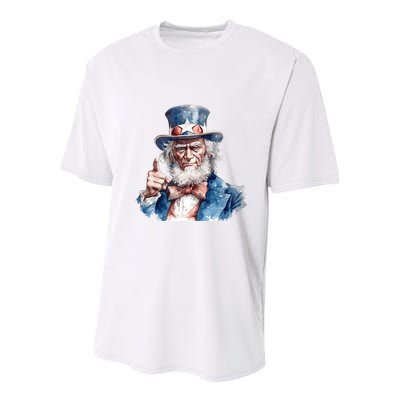 Uncle Sam I Want You Independence Day Youth Performance Sprint T-Shirt