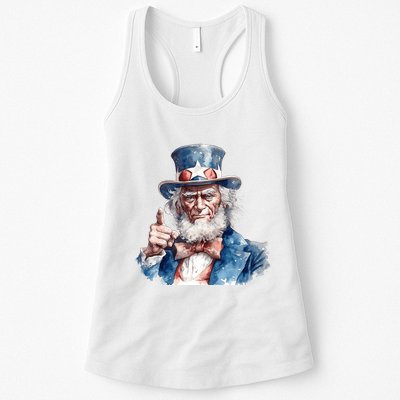 Uncle Sam I Want You Independence Day Womens Tank Top