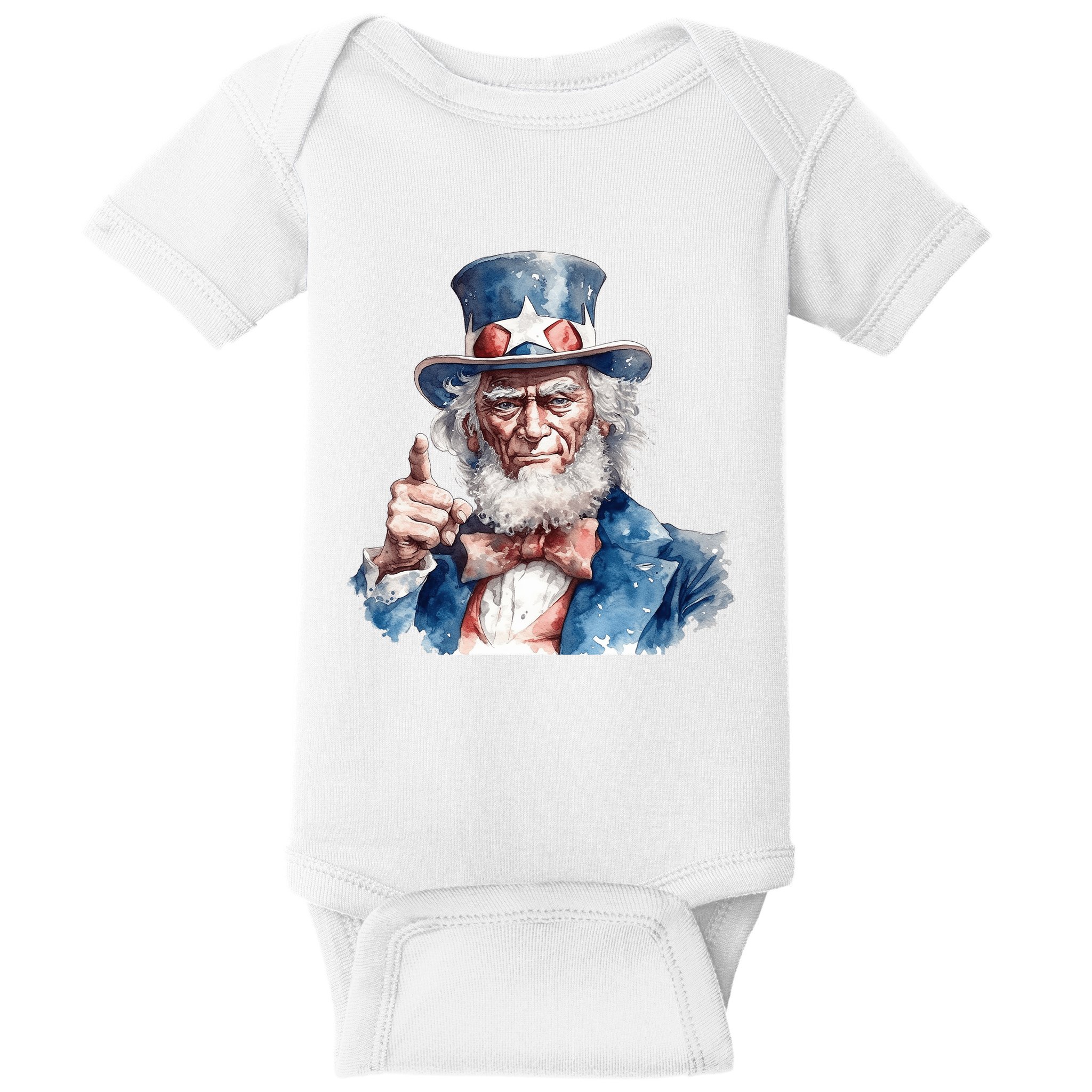 Uncle Sam I Want You Independence Day Baby Bodysuit