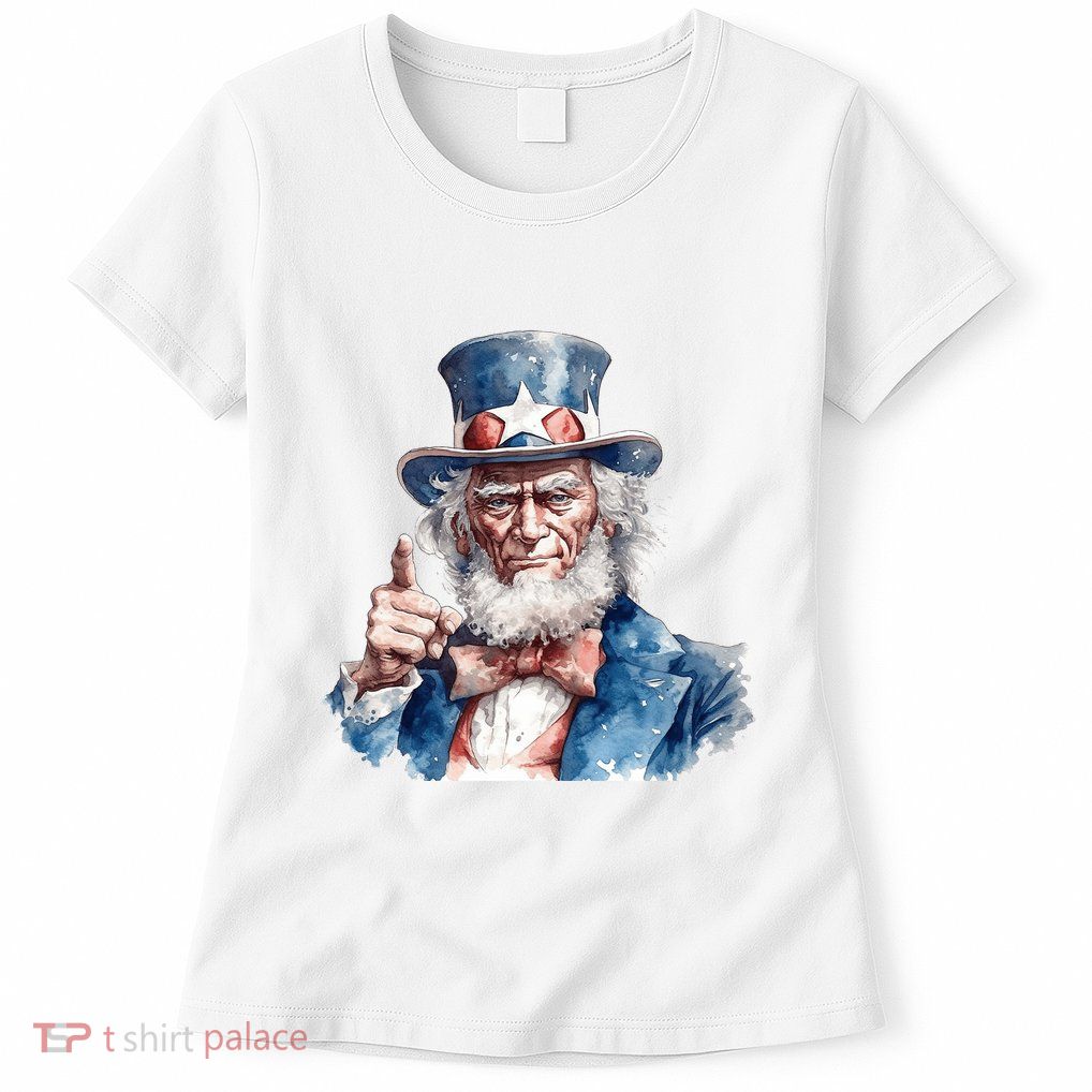 Uncle Sam I Want You Independence Day Womens T-Shirt