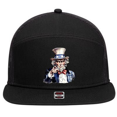 Uncle Sam I Want You 7 Panel Mesh Trucker Snapback Hat