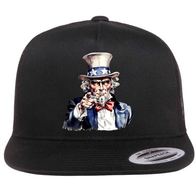 Uncle Sam I Want You Flat Bill Trucker Hat