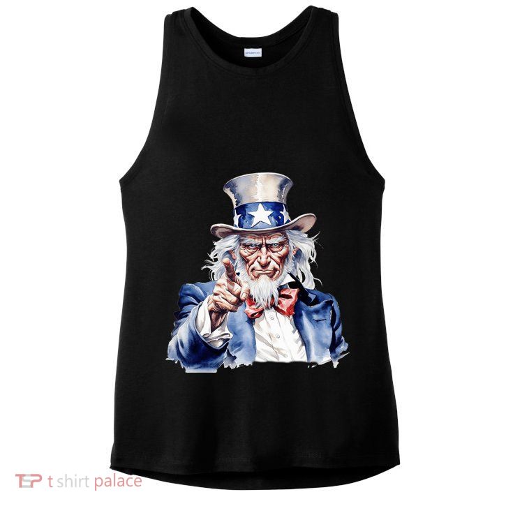 Uncle Sam I Want You | Uncle Sam Day Ladies PosiCharge Tri-Blend Wicking Tank