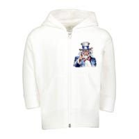 Uncle Sam I Want You | Uncle Sam Day Toddler Zip Fleece Hoodie