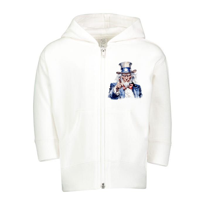 Uncle Sam I Want You | Uncle Sam Day Toddler Zip Fleece Hoodie