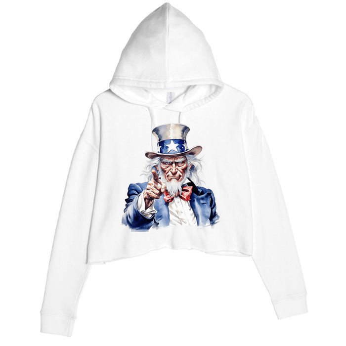 Uncle Sam I Want You | Uncle Sam Day Crop Fleece Hoodie