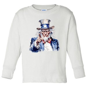 Uncle Sam I Want You | Uncle Sam Day Toddler Long Sleeve Shirt