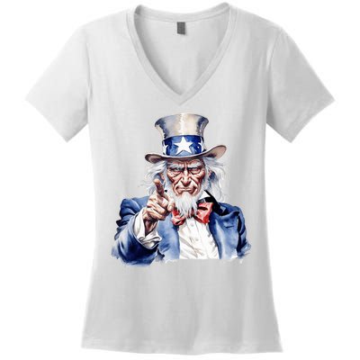Uncle Sam I Want You | Uncle Sam Day Women's V-Neck T-Shirt