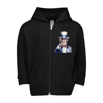 Uncle Sam I Want You | Uncle Sam Day Toddler Zip Fleece Hoodie