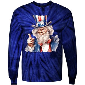 Uncle Sam I Want You | Uncle Sam Day Tie-Dye Long Sleeve Shirt