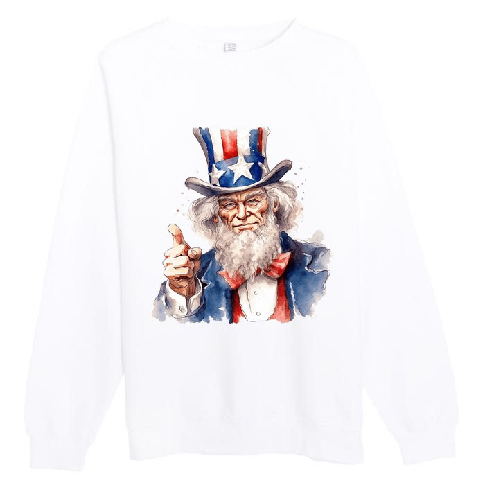 Uncle Sam I Want You | Uncle Sam Day Premium Crewneck Sweatshirt