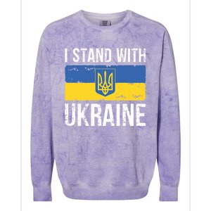 Ukrainians Support I Stand With Ukraine Flag Tees Funny Gift Colorblast Crewneck Sweatshirt