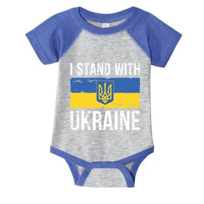 Ukrainians Support I Stand With Ukraine Flag Tees Funny Gift Infant Baby Jersey Bodysuit