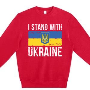 Ukrainians Support I Stand With Ukraine Flag Tees Funny Gift Premium Crewneck Sweatshirt