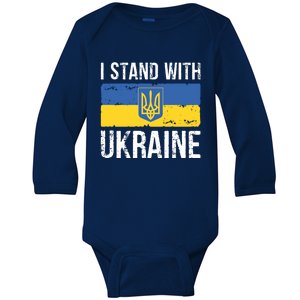 Ukrainians Support I Stand With Ukraine Flag Tees Meaningful Gift Baby Long Sleeve Bodysuit