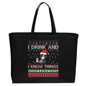 Ugly Sweater I And I Know Things Funny Gift Cotton Canvas Jumbo Tote