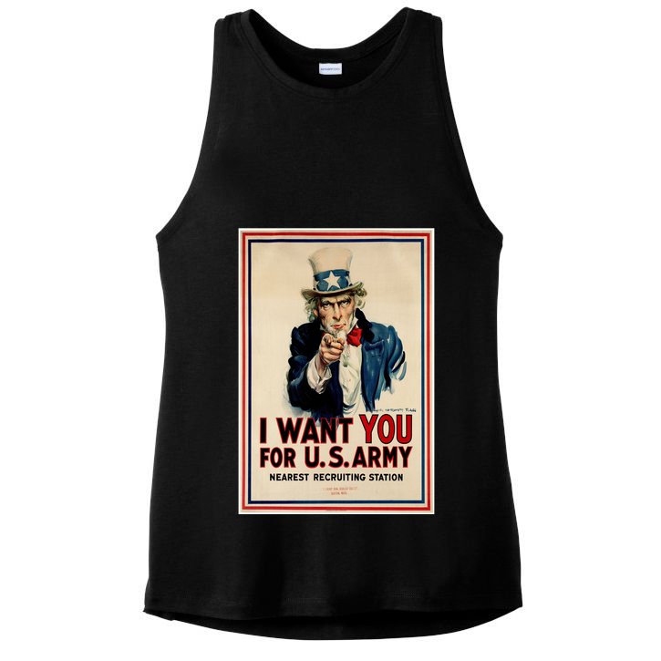 Uncle Sam I Want You World War 2 Ladies PosiCharge Tri-Blend Wicking Tank