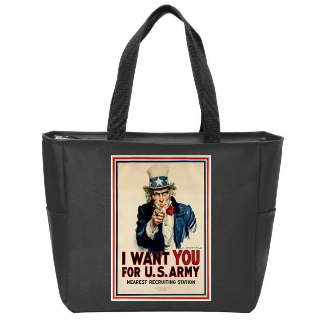 Uncle Sam I Want You World War 2 Zip Tote Bag