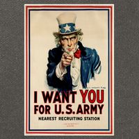 Uncle Sam I Want You World War 2 Cotton Canvas Backpack