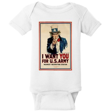 Uncle Sam I Want You World War 2 Baby Bodysuit