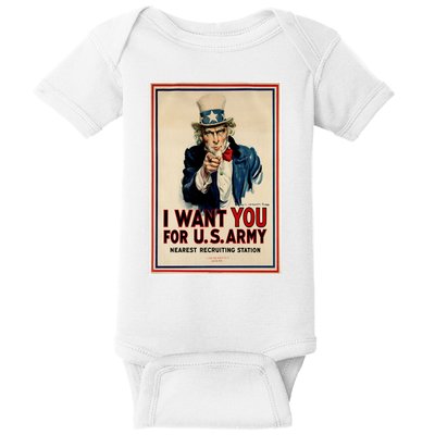 Uncle Sam I Want You World War 2 Baby Bodysuit