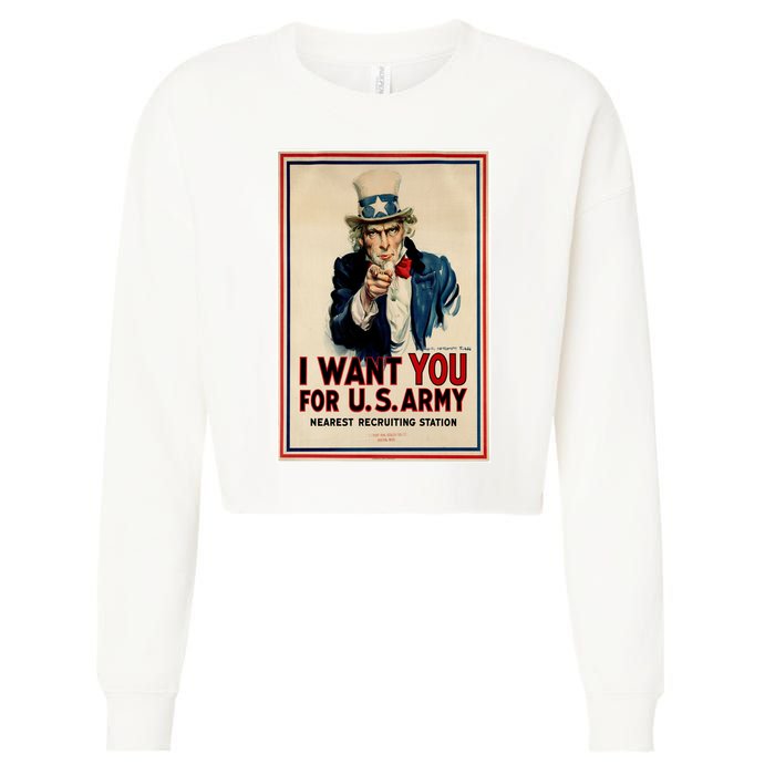 Uncle Sam I Want You World War 2 Cropped Pullover Crew