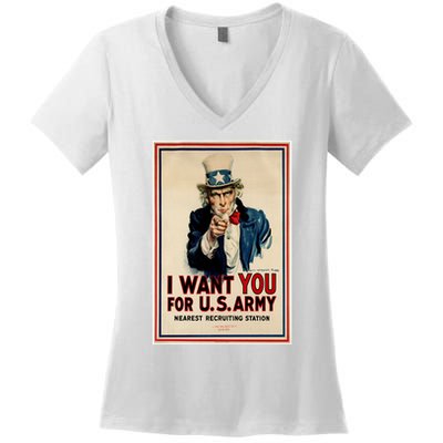 Uncle Sam I Want You World War 2 Women's V-Neck T-Shirt