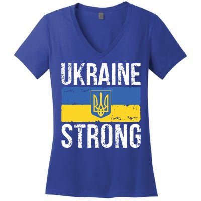 Ukraine Strong I Stand With Ukraine Flag Outfit Gift Women's V-Neck T-Shirt