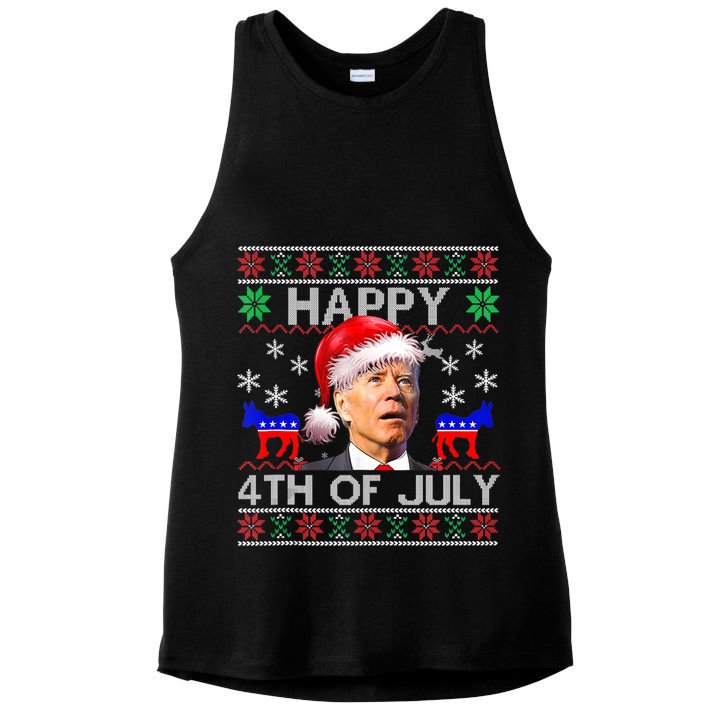 Ugly Santa Joe Biden Happy 4th Of July Christmas Ladies PosiCharge Tri-Blend Wicking Tank