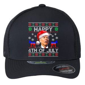 Ugly Santa Joe Biden Happy 4th Of July Christmas Flexfit Unipanel Trucker Cap