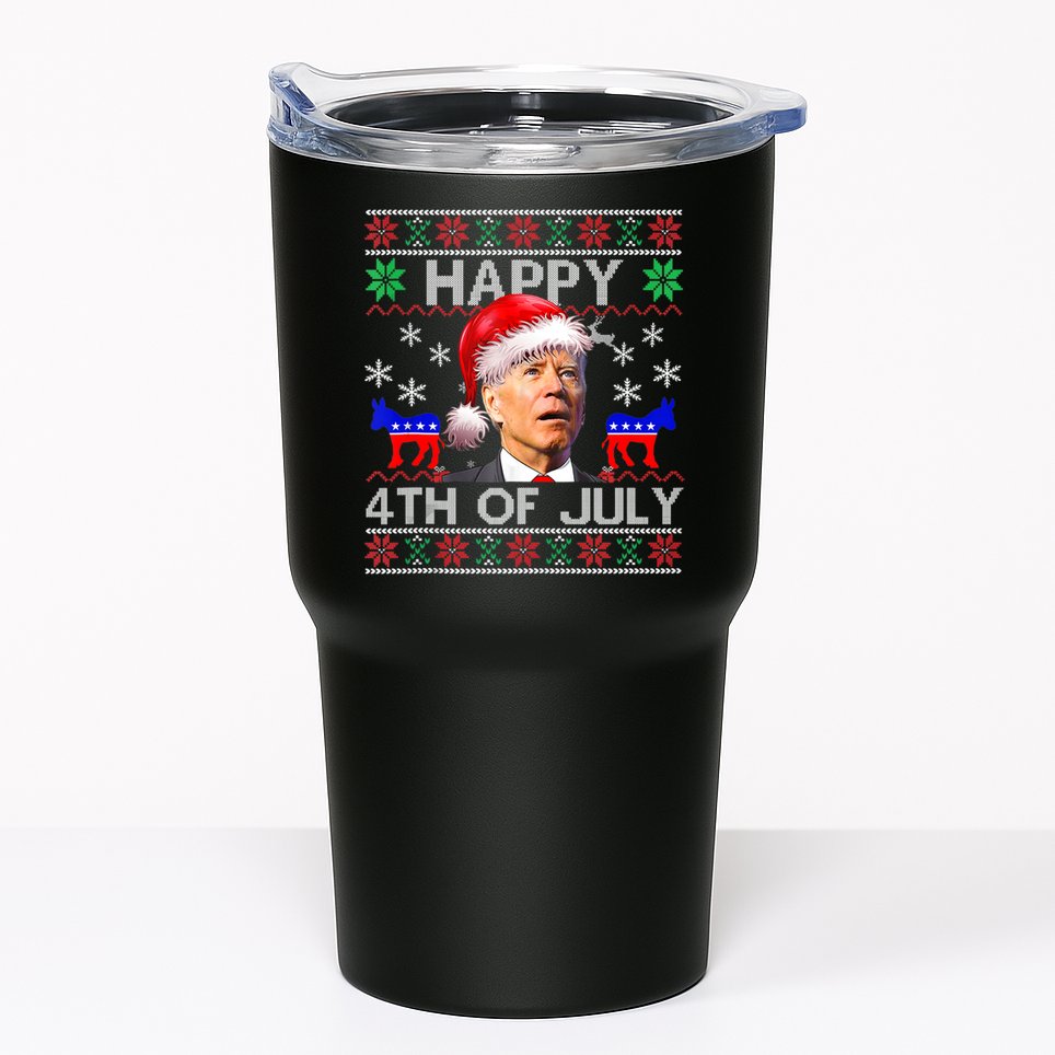 Ugly Santa Joe Biden Happy 4th Of July Christmas Tumbler