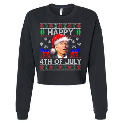Ugly Santa Joe Biden Happy 4th Of July Christmas Cropped Pullover Crew