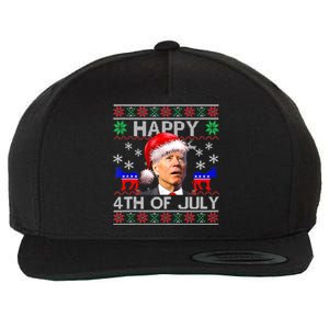 Ugly Santa Joe Biden Happy 4th Of July Christmas Wool Snapback Cap