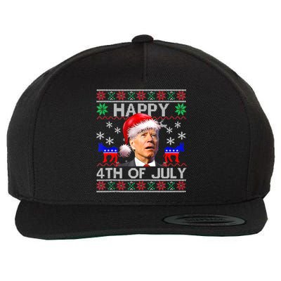 Ugly Santa Joe Biden Happy 4th Of July Christmas Wool Snapback Cap