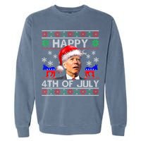 Ugly Santa Joe Biden Happy 4th Of July Christmas Garment-Dyed Sweatshirt