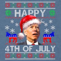 Ugly Santa Joe Biden Happy 4th Of July Christmas Garment-Dyed Sweatshirt