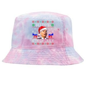 Ugly Santa Joe Biden Happy 4th Of July Christmas Tie-Dyed Bucket Hat