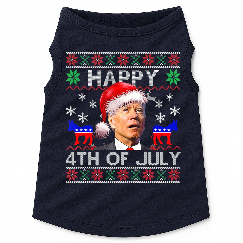 Ugly Santa Joe Biden Happy 4th Of July Christmas Doggie Tank