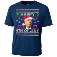 Ugly Santa Joe Biden Happy 4th Of July Christmas Cooling Performance Crew T-Shirt
