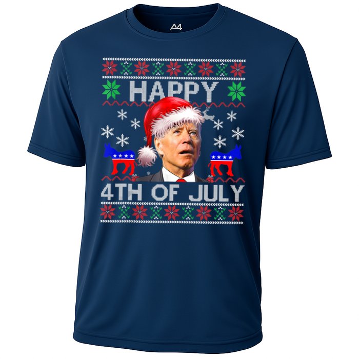 Ugly Santa Joe Biden Happy 4th Of July Christmas Cooling Performance Crew T-Shirt