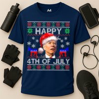 Ugly Santa Joe Biden Happy 4th Of July Christmas Cooling Performance Crew T-Shirt