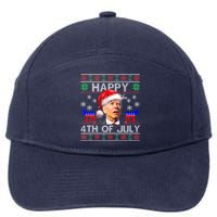 Ugly Santa Joe Biden Happy 4th Of July Christmas 7-Panel Snapback Hat