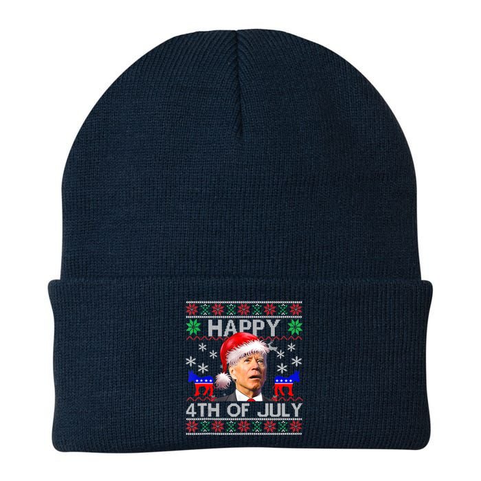 Ugly Santa Joe Biden Happy 4th Of July Christmas Knit Cap Winter Beanie