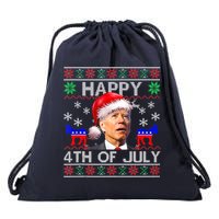Ugly Santa Joe Biden Happy 4th Of July Christmas Drawstring Bag